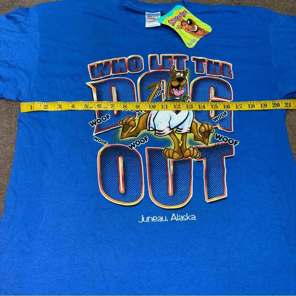 BRAND NEW SCOOBY DOO “WHO LET THE DOG OUT” VINTAGE SHORT SLEEVE BLUE shirt - Picture 5 of 10